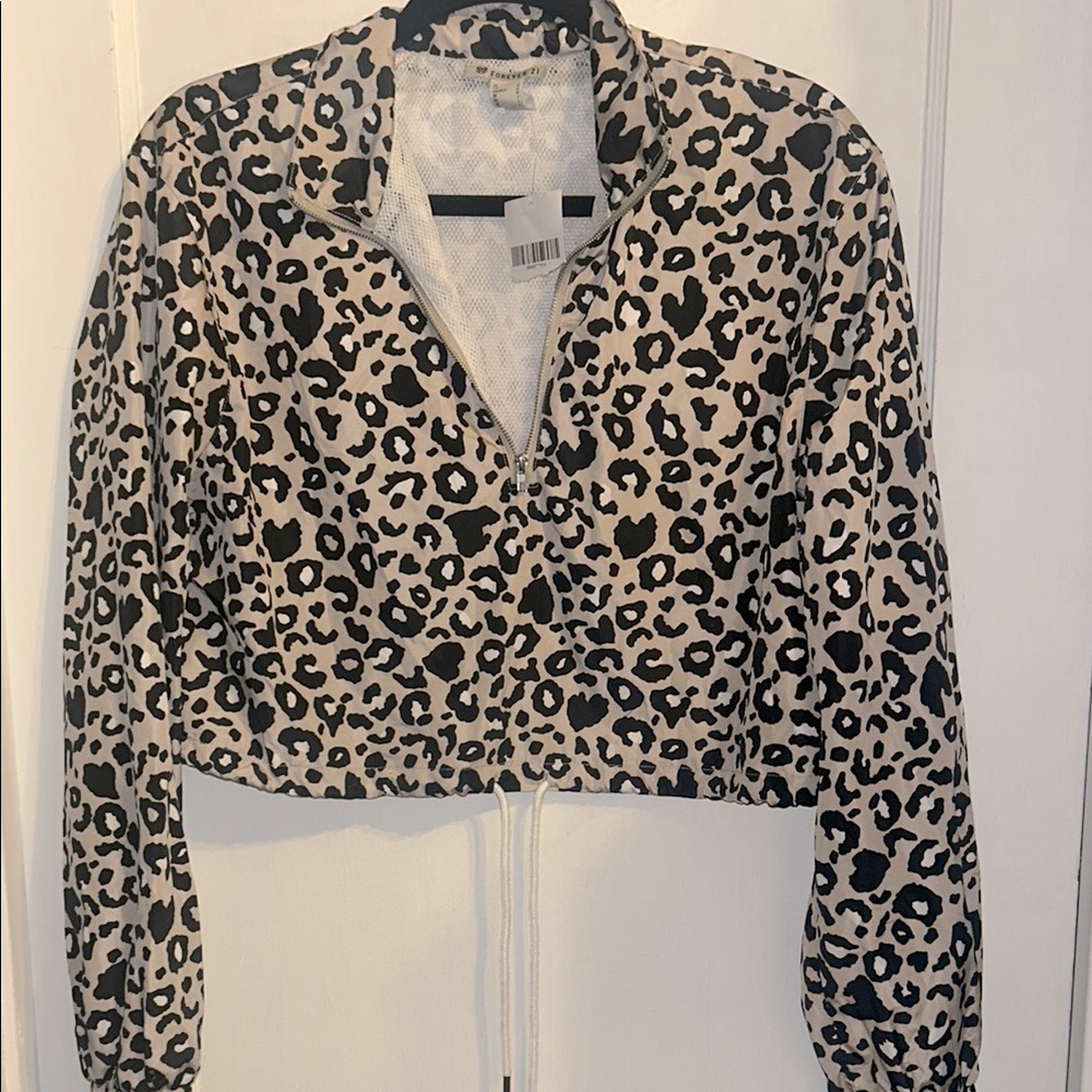 Forever 21 Leopard Print Jacket - Black and Cream